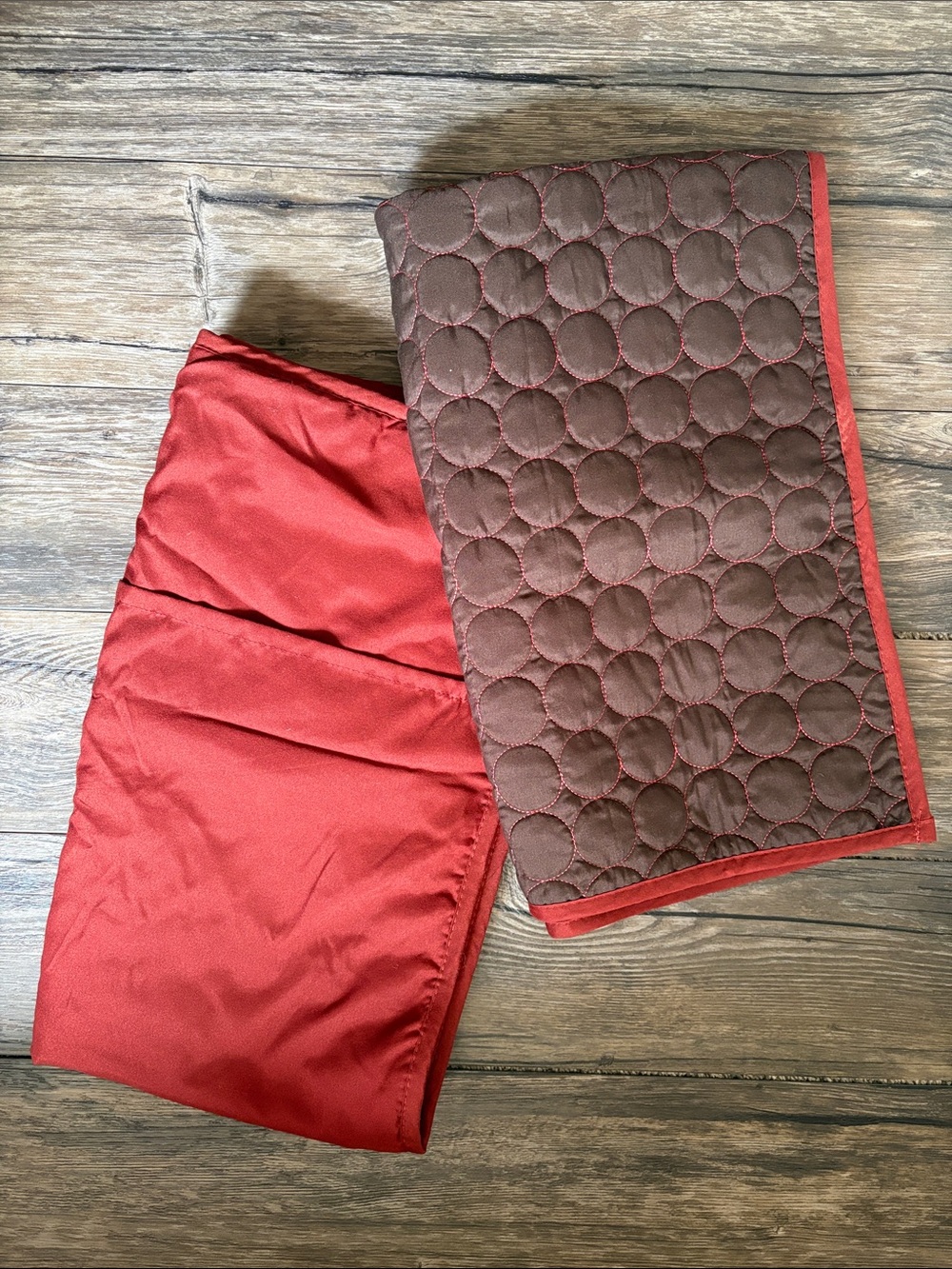 Women’s Quilted Brown and Burgundy Red Pillow Covers/Shams